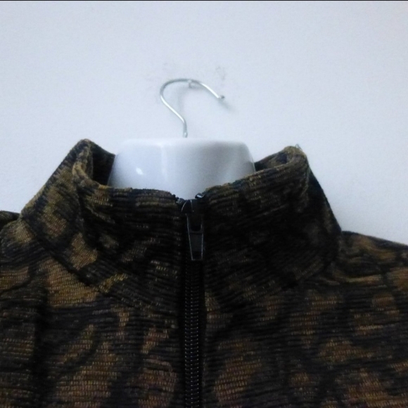 Women Blazer Size S Brown Onna Wear Collared Casual Animal Print Short Cropped - Picture 2 of 5